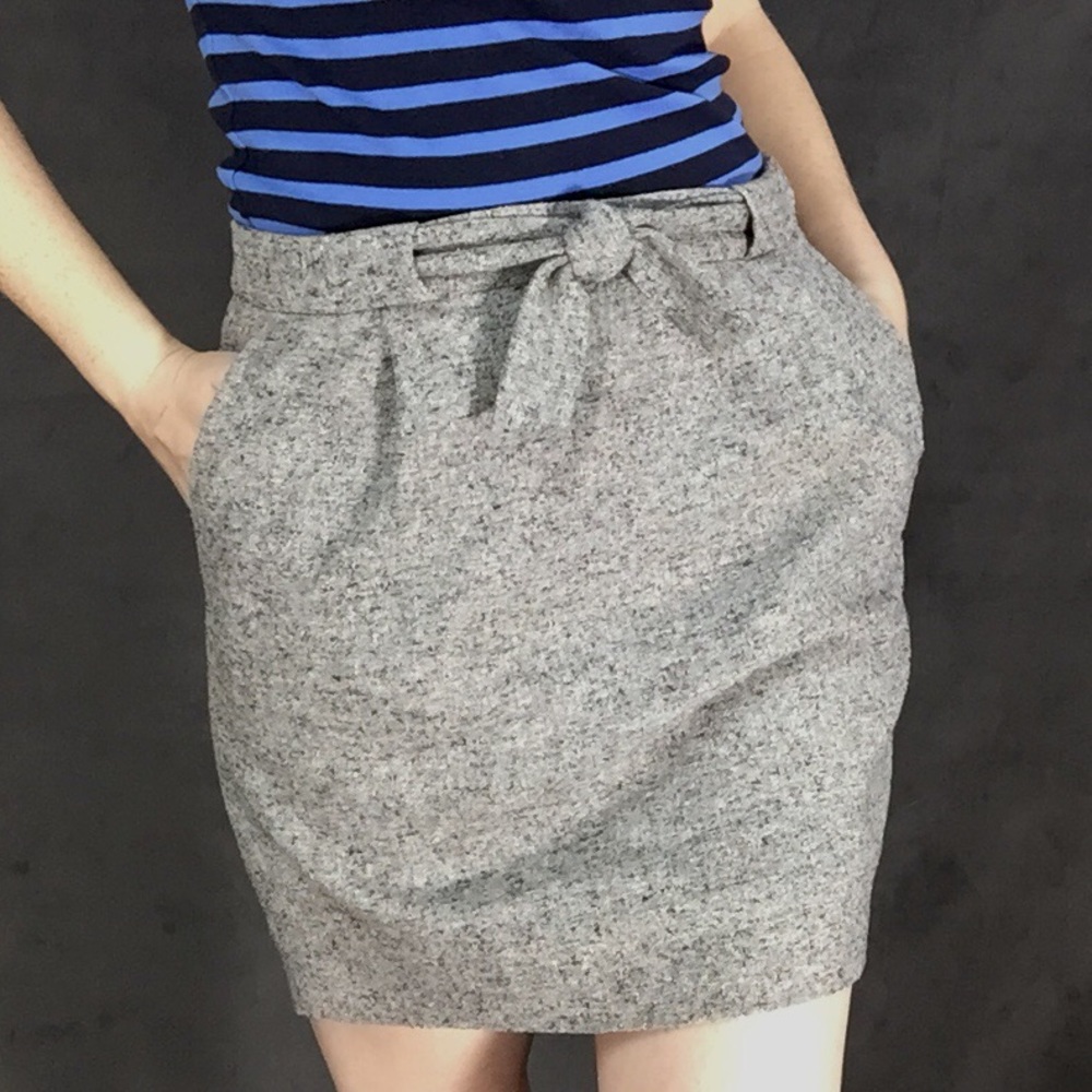 J.Crew speckled mini skirt with tied bow